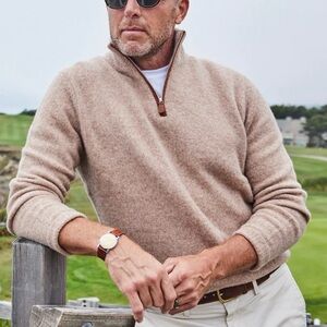 NWT Men's Tan Quarter-Zip Sweater